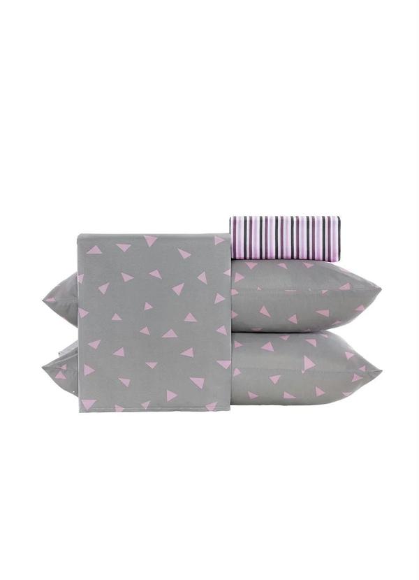 Mundo Lar - Jogo de Cama 150 Fios Cinza Queen 4 Peças 6