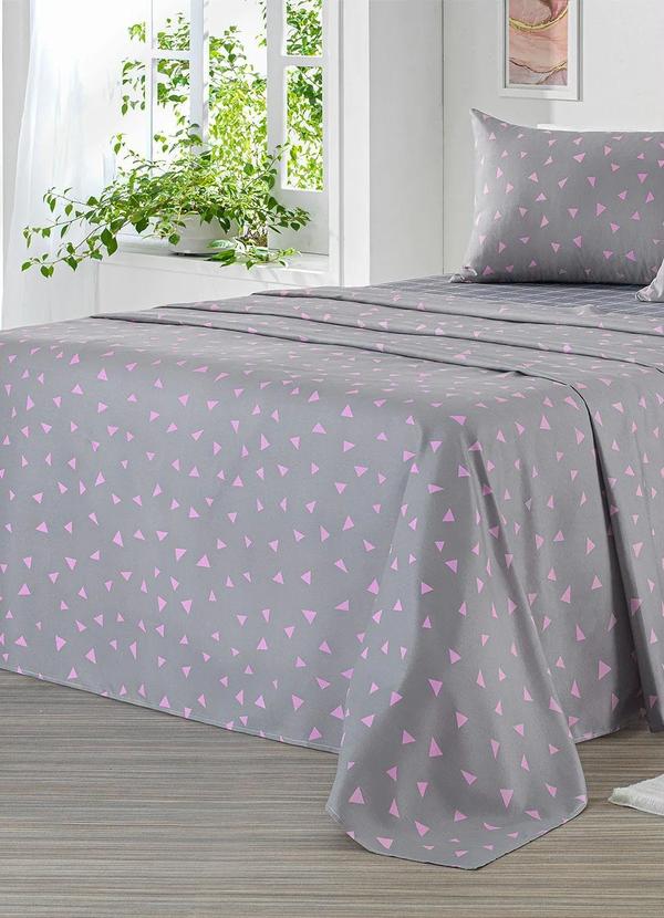 Mundo Lar - Jogo de Cama 150 Fios Cinza Queen 4 Peças 2