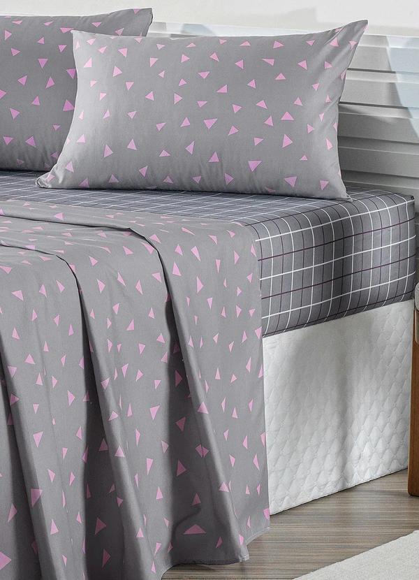 Mundo Lar - Jogo de Cama 150 Fios Cinza Queen 4 Peças 3