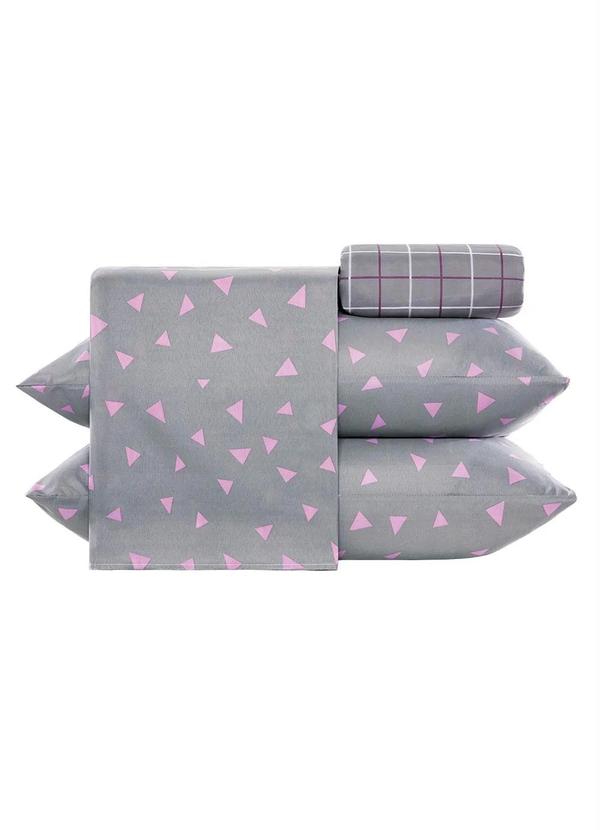 Mundo Lar - Jogo de Cama 150 Fios Cinza Queen 4 Peças 6