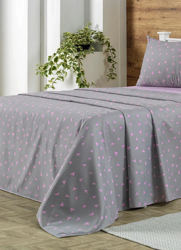 Mundo Lar - Jogo de Cama 150 Fios Cinza Queen 4 Peças 2