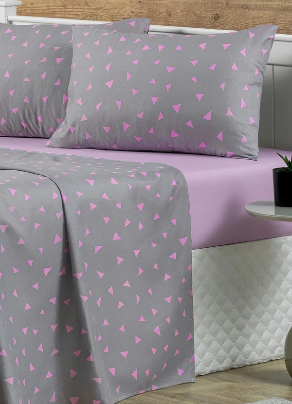 Mundo Lar - Jogo de Cama 150 Fios Cinza Queen 4 Peças 3