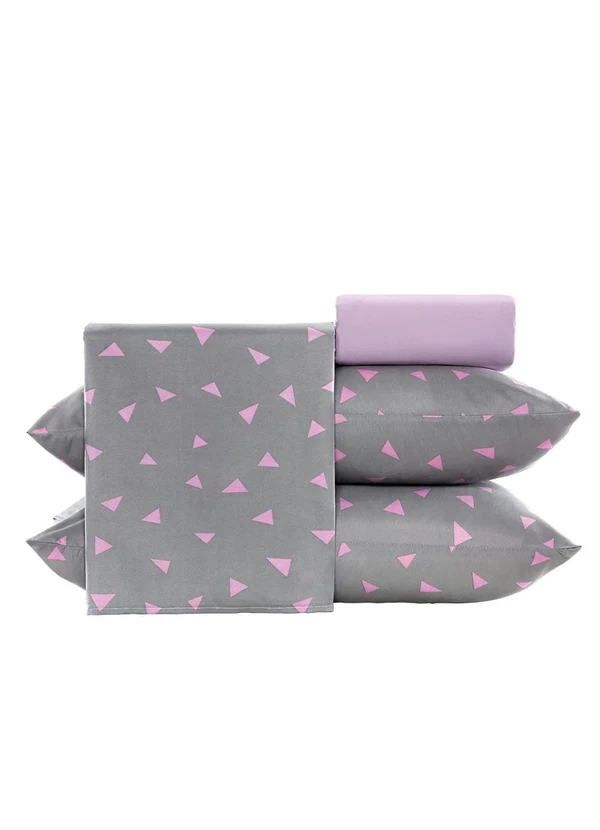 Mundo Lar - Jogo de Cama 150 Fios Cinza Queen 4 Peças 5