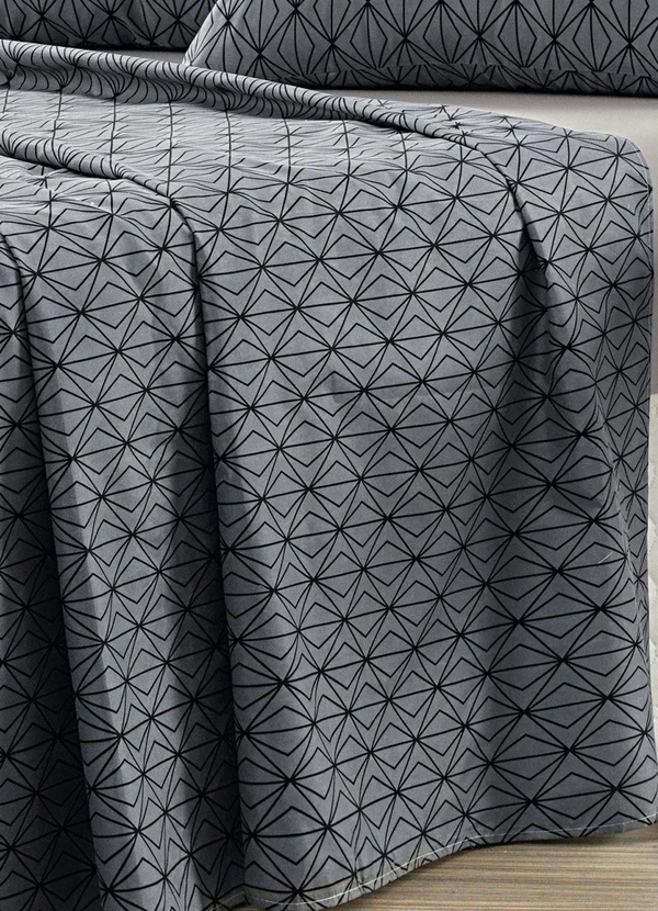 Mundo Lar - Jogo de Cama 150 Fios Cinza Queen 4 Peças 4