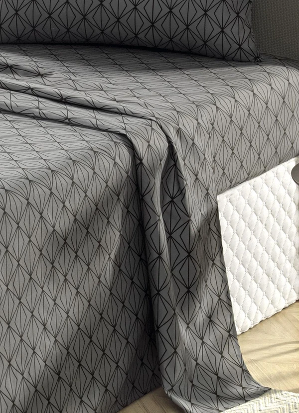 Mundo Lar - Jogo de Cama 150 Fios Cinza Queen 4 Peças 2