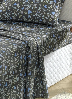 Mundo Lar - Jogo de Cama 150 Fios Cinza Queen 4 Peças - MUNDO LAR