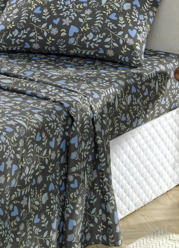 Mundo Lar - Jogo de Cama 150 Fios Cinza Queen 4 Peças 2