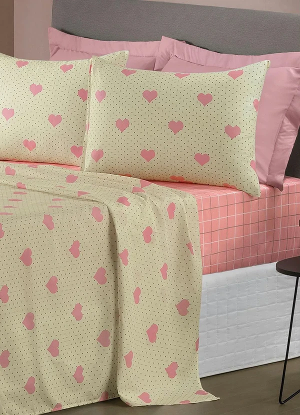 Mundo Lar - Jogo de Cama 150 Fios Coração Queen 4 Peças 3