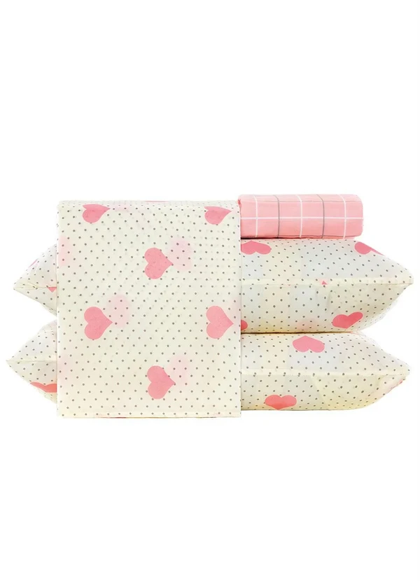 Mundo Lar - Jogo de Cama 150 Fios Coração Queen 4 Peças 6