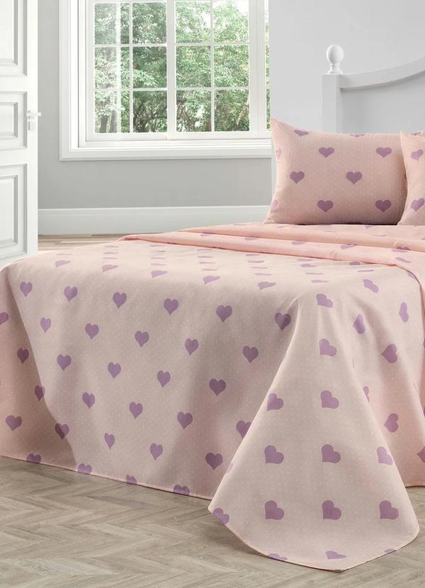 Mundo Lar - Jogo de Cama 150 Fios Coração Queen 4 Peças 2