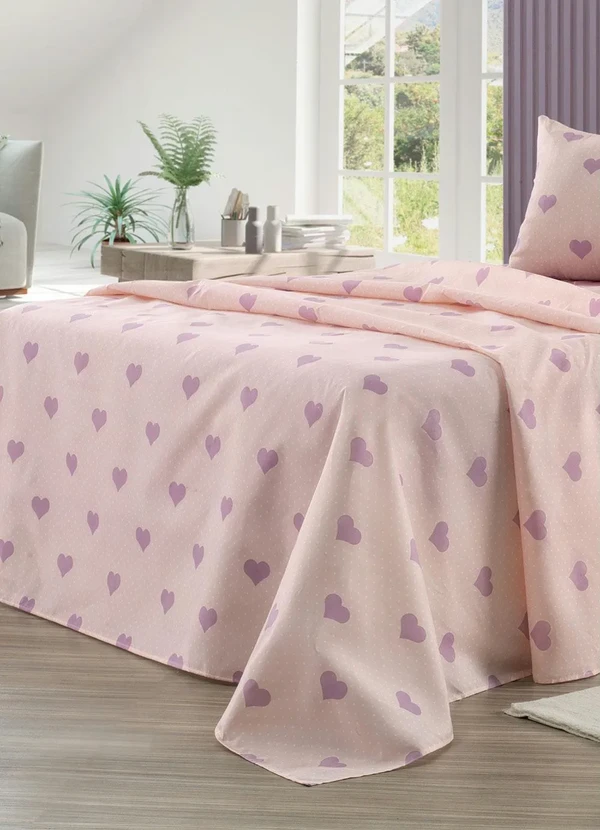 Mundo Lar - Jogo de Cama 150 Fios Coração Queen 4 Peças 2