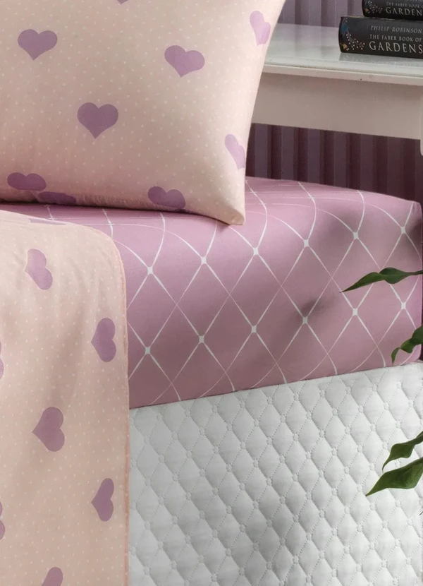 Mundo Lar - Jogo de Cama 150 Fios Coração Queen 4 Peças 5