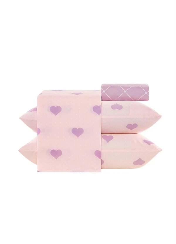 Mundo Lar - Jogo de Cama 150 Fios Coração Queen 4 Peças 6