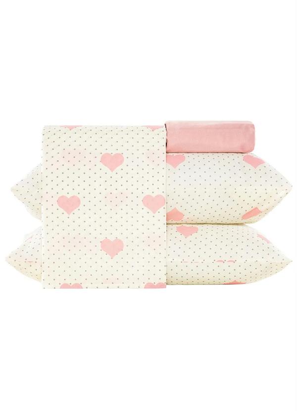 Mundo Lar - Jogo de Cama 150 Fios Coração Queen 4 Peças 5