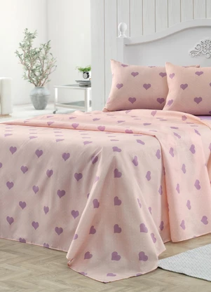 Ligasoft - Jogo de Cama 150 Fios Corações Queen 4 Peças - LIGASOFT