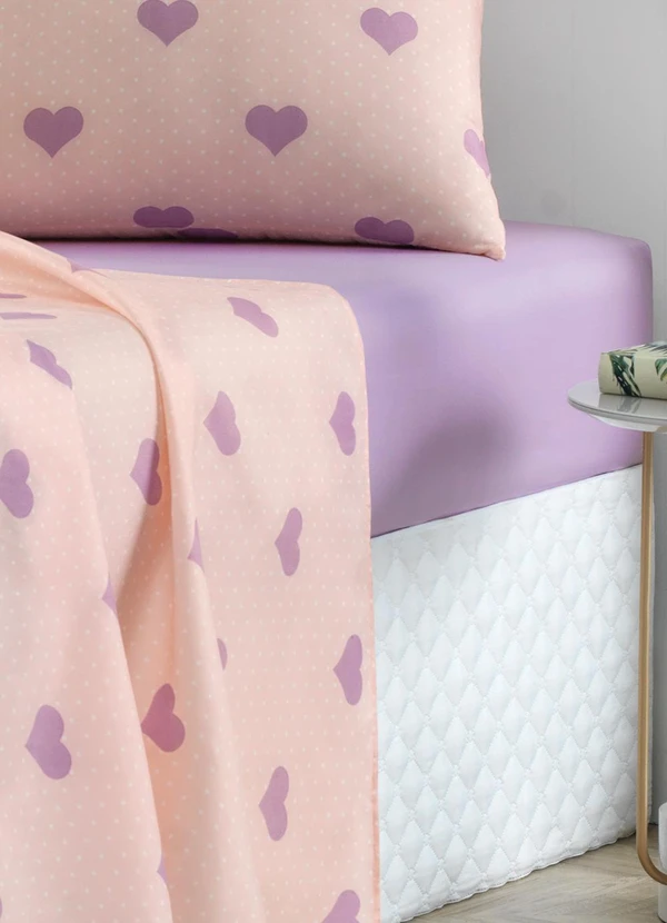 Ligasoft - Jogo de Cama 150 Fios Corações Queen 4 Peças 2