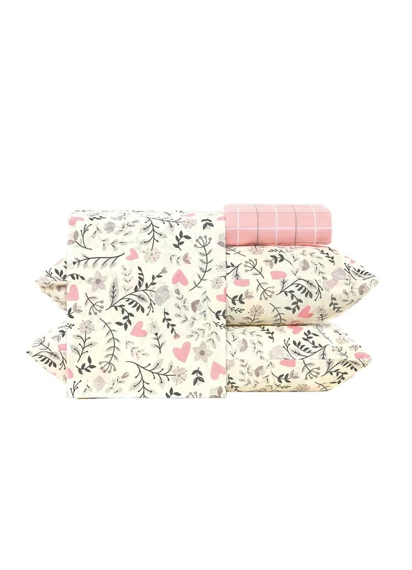 Mundo Lar - Jogo de Cama 150 Fios Floral Queen 4 Peças 6