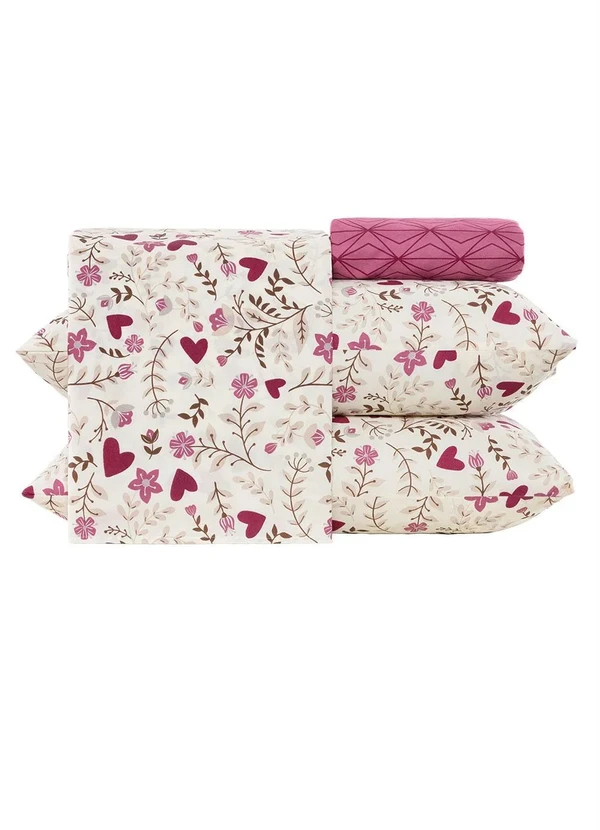 Mundo Lar - Jogo de Cama 150 Fios Floral Queen 4 Peças 6
