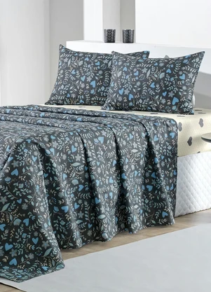 Mundo Lar - Jogo de Cama 150 Fios Floral Queen 4 Peças - MUNDO LAR