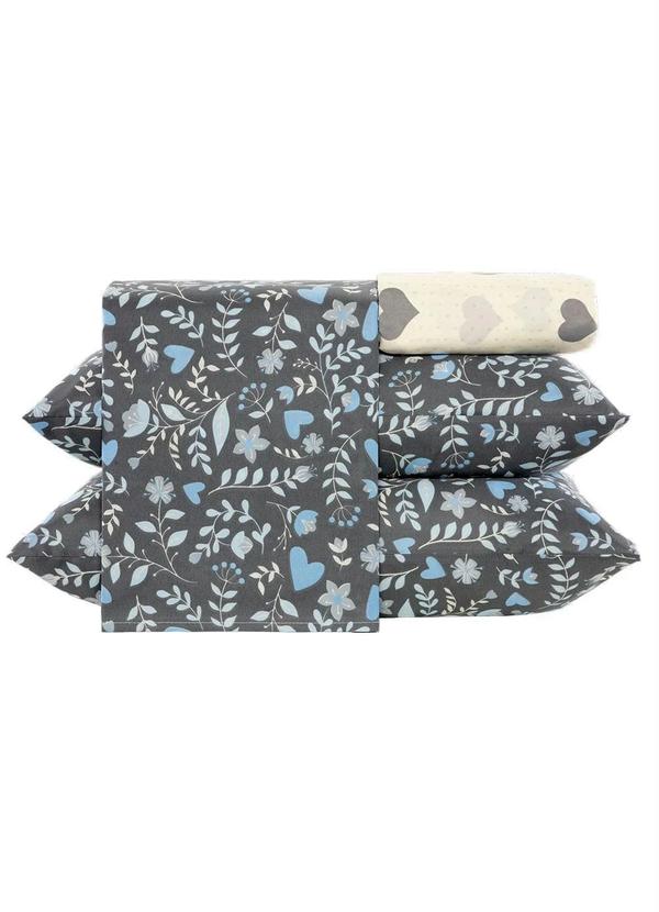 Mundo Lar - Jogo de Cama 150 Fios Floral Queen 4 Peças 6