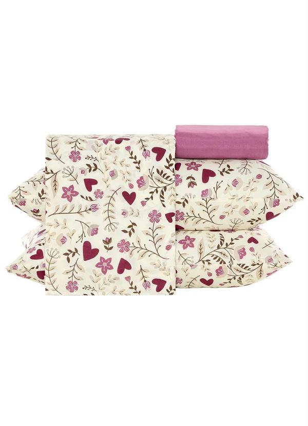 Mundo Lar - Jogo de Cama 150 Fios Floral Queen 4 Peças 5