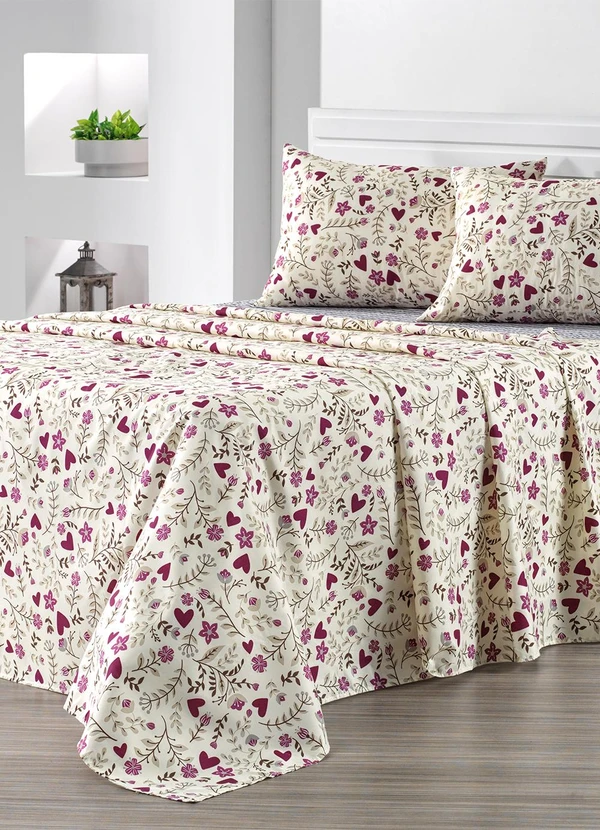 Ligasoft - Jogo de Cama 150 Fios Floral Queen 4 Peças