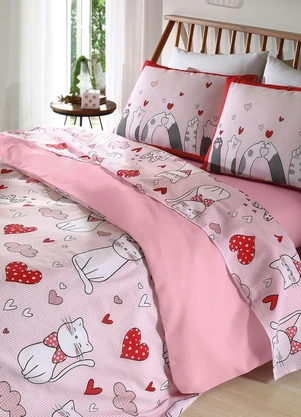 Mundo Lar - Jogo de Cama 150 Fios Gatinhas Queen 4 Peças - MUNDO LAR