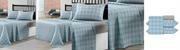 Jogo de Cama 150 Fios Grid Azul Queen 4 Pe�as