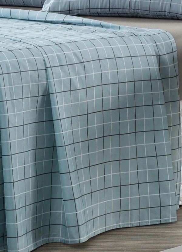 Mundo Lar - Jogo de Cama 150 Fios Grid Azul Queen 4 Peças 4