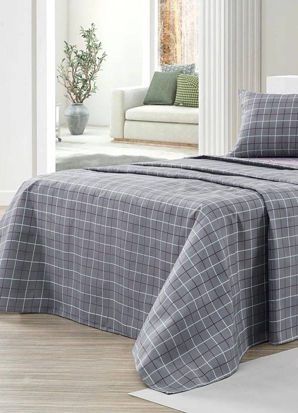 Mundo Lar - Jogo de Cama 150 Fios Grid King 4 Peças 2