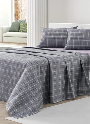 Ligasoft - Jogo de Cama 150 Fios Grid Queen 4 Peças - LIGASOFT