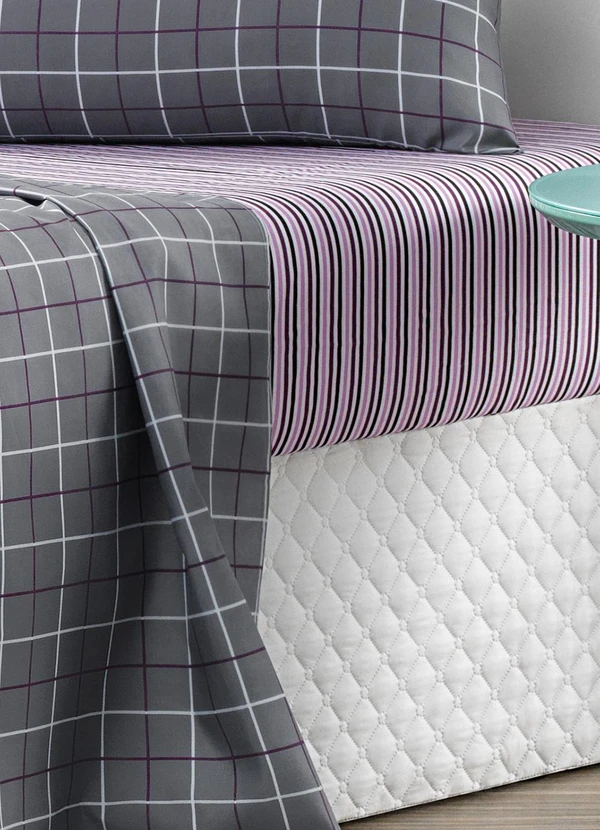 Ligasoft - Jogo de Cama 150 Fios Grid Queen 4 Peças 2