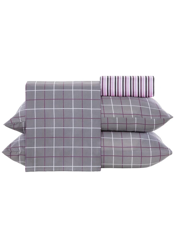 Ligasoft - Jogo de Cama 150 Fios Grid Queen 4 Peças 4