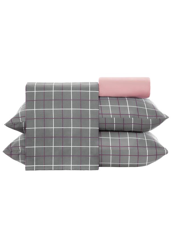 Ligasoft - Jogo de Cama 150 Fios Grid Queen 4 Peças 4
