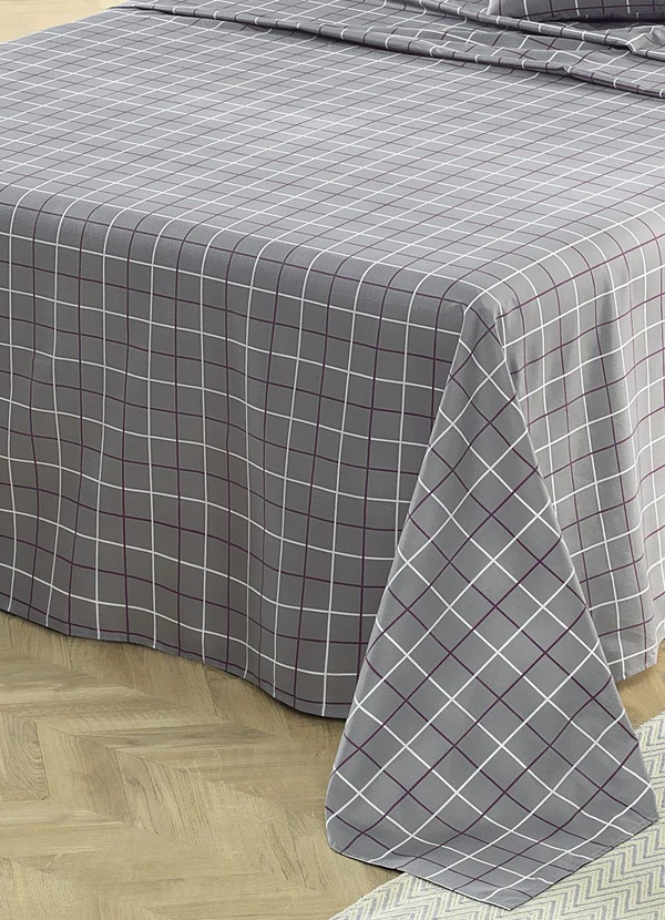 Mundo Lar - Jogo de Cama 150 Fios Grid Queen 4 Peças 3