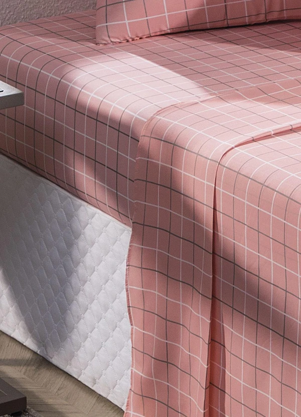 Mundo Lar - Jogo de Cama 150 Fios Grid Queen 4 Peças 2