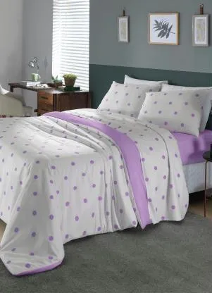 Mundo Lar - Jogo de Cama 150 Fios Lilás Queen 4 Peças - MUNDO LAR