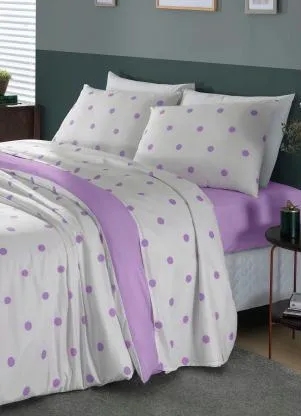Mundo Lar - Jogo de Cama 150 Fios Lilás Queen 4 Peças - MUNDO LAR