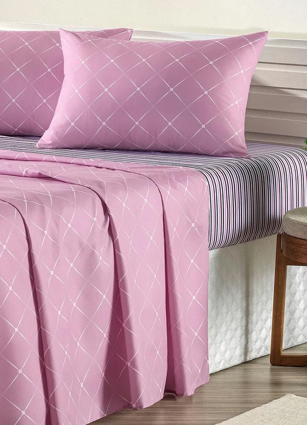 Mundo Lar - Jogo de Cama 150 Fios Lilás Queen 4 Peças 3