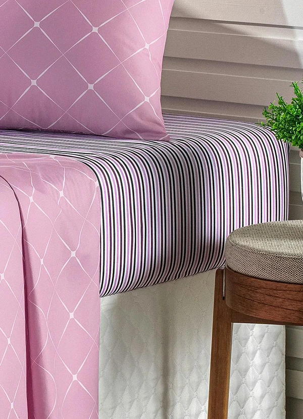 Mundo Lar - Jogo de Cama 150 Fios Lilás Queen 4 Peças 5