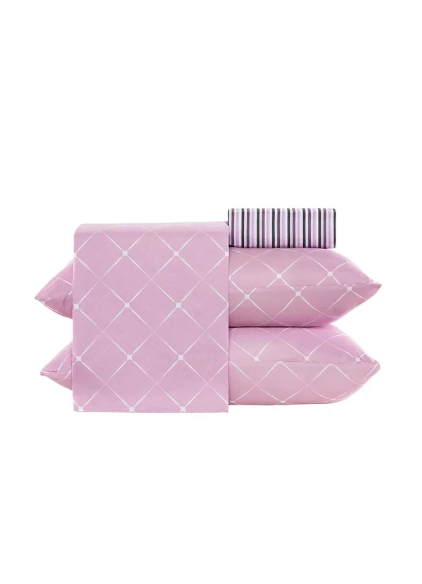 Mundo Lar - Jogo de Cama 150 Fios Lilás Queen 4 Peças 6