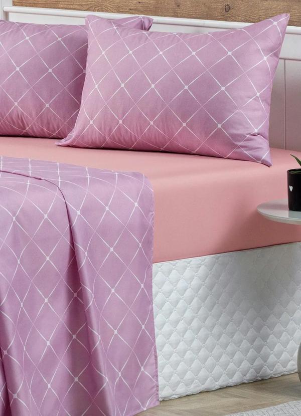 Mundo Lar - Jogo de Cama 150 Fios Lilás Queen 4 Peças 3