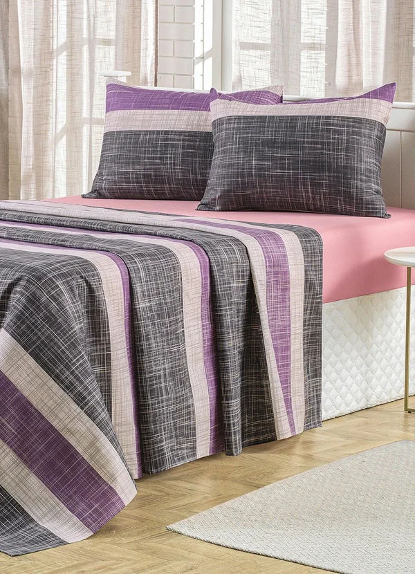 Mundo Lar - Jogo de Cama 150 Fios Lilás Queen 4 Peças