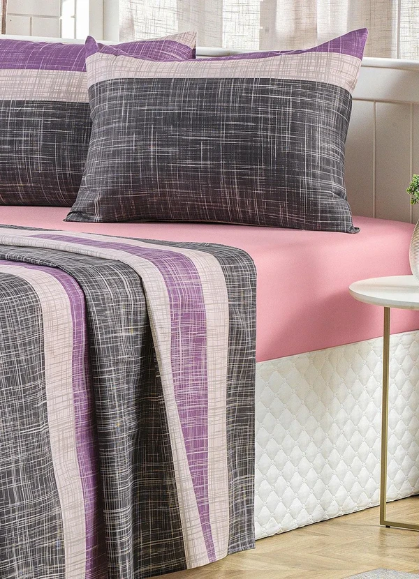 Mundo Lar - Jogo de Cama 150 Fios Lilás Queen 4 Peças 3