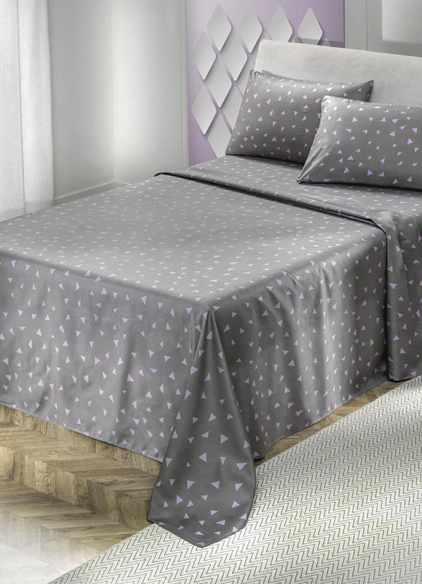 Mundo Lar - Jogo de Cama 150 Fios Lilás Queen 4 Peças