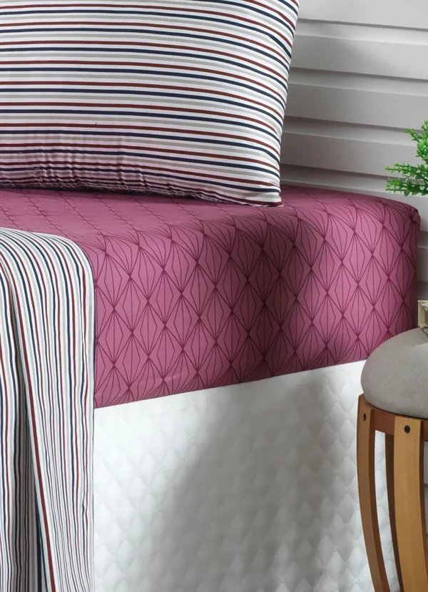 Mundo Lar - Jogo de Cama 150 Fios Listras King 4 Peças 5