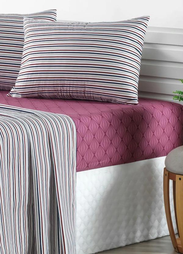 Mundo Lar - Jogo de Cama 150 Fios Listras Queen 4 Peças 3