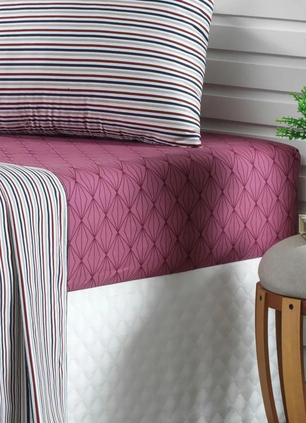 Mundo Lar - Jogo de Cama 150 Fios Listras Queen 4 Peças 5