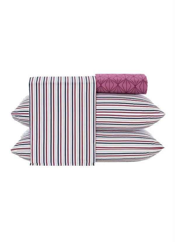 Mundo Lar - Jogo de Cama 150 Fios Listras Queen 4 Peças 6