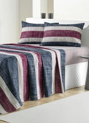 Mundo Lar - Jogo de Cama 150 Fios Listras Queen 4 Peças - MUNDO LAR